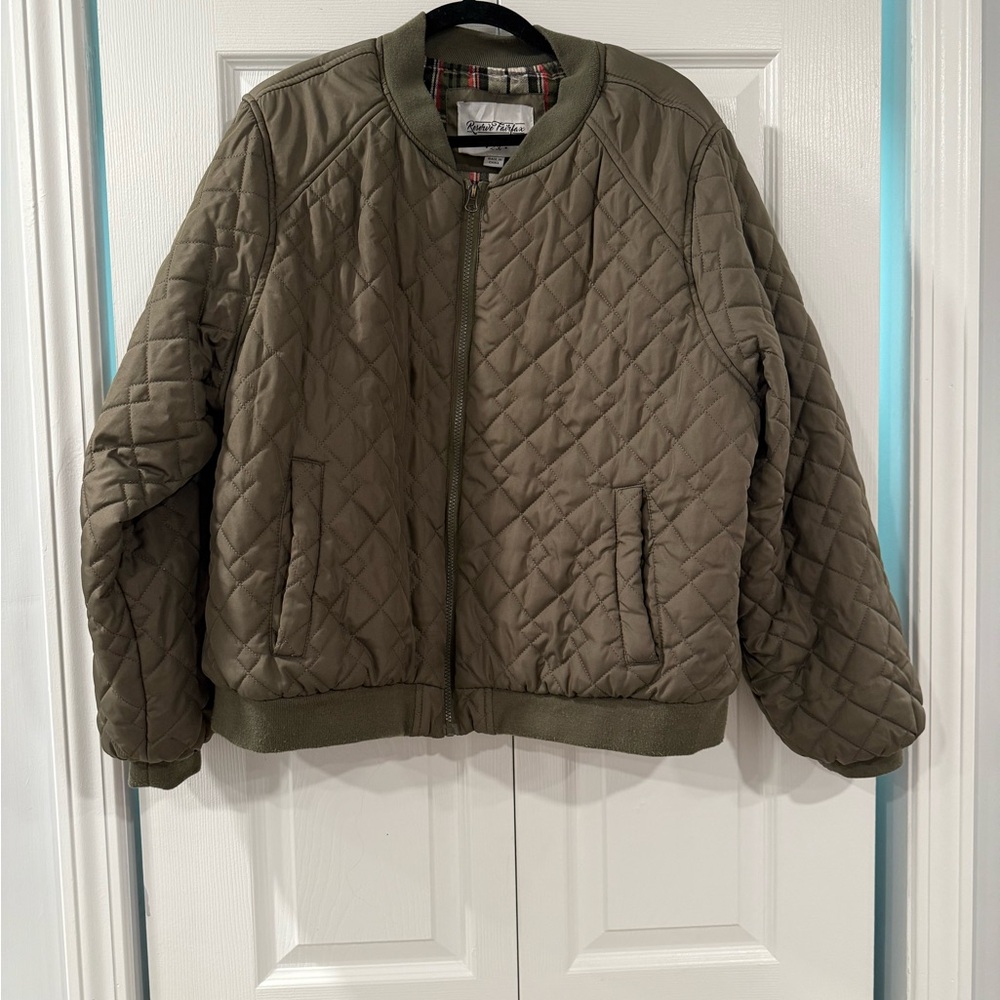 Olive Quilted Bomber Jacket